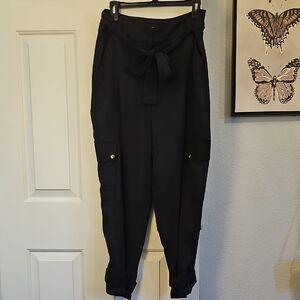 Express Black Ankle Pants with Tie Waist